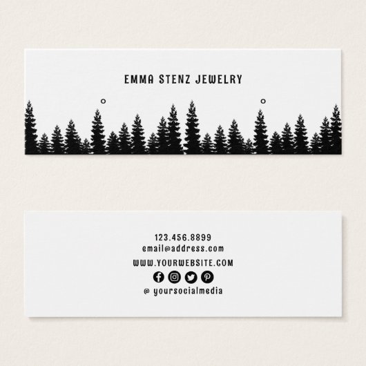 Rustieke dennen · Earring Hoops Studs Display Kaar Mini Visitekaartjes (Voorkant /achterkant)