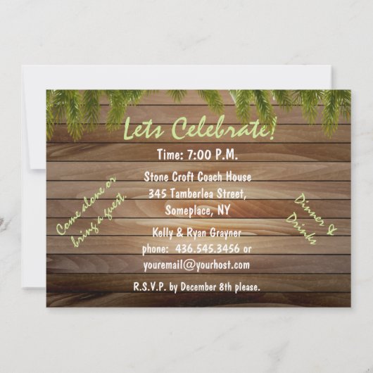 Rustieke dennen en schuurplanken Kerstfeest Kaart (Achterkant)