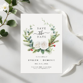 Rustieke dennen eucalyptus groen gebladerte trouwe save the date