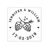 Rustieke dennen kegels opslaan de datum bruiloft d rubberstempel (Afrduk)