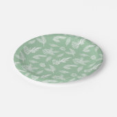 Rustieke dennen kegels patroon wit & muntserveren papieren bordje (Gekanteld)