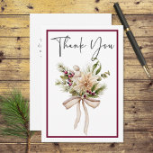Rustieke dennen winter boeket bruiloft bedankkaart