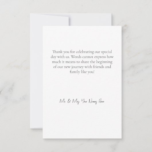 Rustieke dennen winter boeket bruiloft bedankkaart (Achterkant)