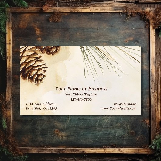 Rustieke dennenappel | Bospijnboomtak Visitekaartje