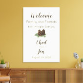 Rustieke dennenappel Bruiloft Welkomstbord Canvas Afdruk (Insitu (Woonkamer))