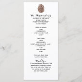 Rustieke dennenappel Elegant eenvoudig huwelijkspr Programmakaart (Achterkant)