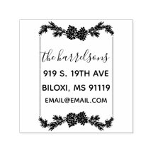 Rustieke dennenappel familie zelf-inkt stempel