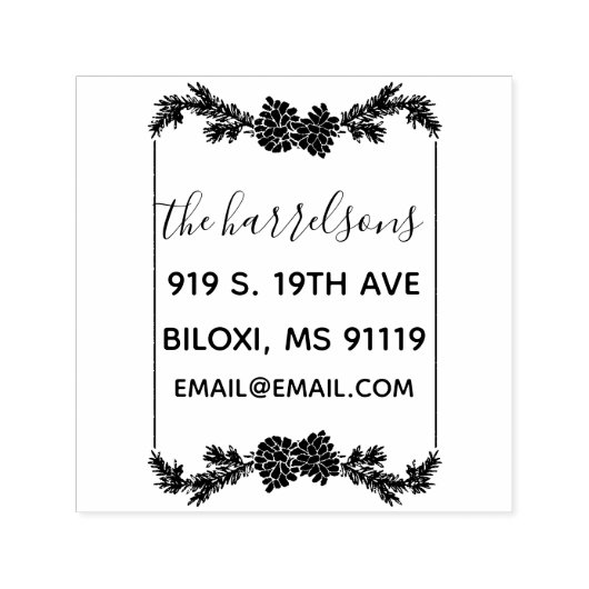 Rustieke dennenappel familie zelf-inkt stempel (Design)