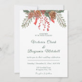 Rustieke dennenappel groen Kerstmis Winter bruilof Kaart (Voorkant)