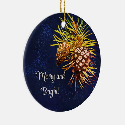 Rustieke dennenappel keramisch ornament (Rechts)