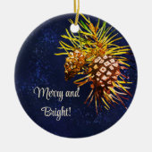 Rustieke dennenappel keramisch ornament (Voorkant)