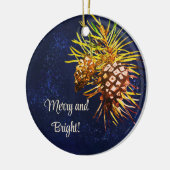 Rustieke dennenappel keramisch ornament (Links)