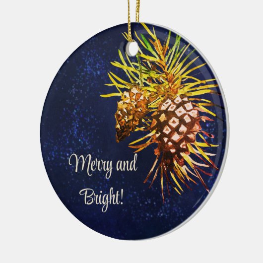 Rustieke dennenappel keramisch ornament (Links)