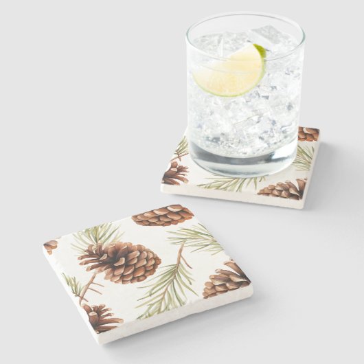 Rustieke dennenappel stenen onderzetter (Zijkant)