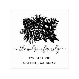 Rustieke dennenappel voor Feestdagen retouradres Zelfinktende Stempel