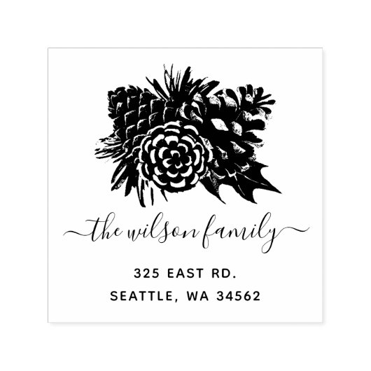 Rustieke dennenappel voor Feestdagen retouradres Zelfinktende Stempel (Design)