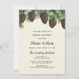 Rustieke dennenappel Winter Bruiloft Bruidsfeest Kaart