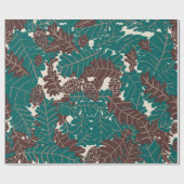 Rustieke dennenappels, eikels en herfstbladeren cadeaupapier (Vlak)