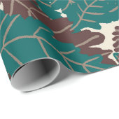 Rustieke dennenappels, eikels en herfstbladeren cadeaupapier (Rol Hoek)