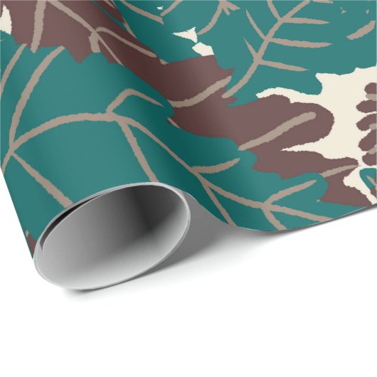 Rustieke dennenappels, eikels en herfstbladeren cadeaupapier (Rol Hoek)