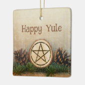 Rustieke dennenappels Happy Yule Keramisch Ornament (Links)