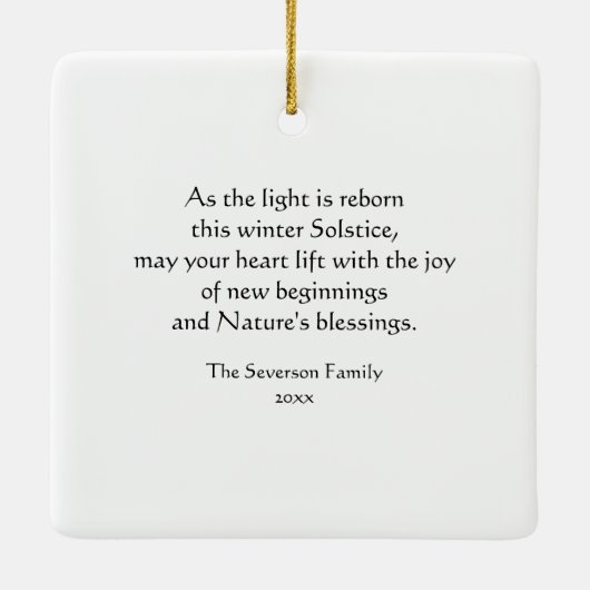 Rustieke dennenappels Happy Yule Keramisch Ornament (Achterkant)