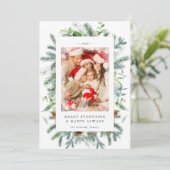 Rustieke dennenbessen foto kerstkaart voor de fees (Staand voorkant)