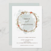 Rustieke dennenbessen Kerstmis bruiloft Kaart (Voorkant / Achterkant)