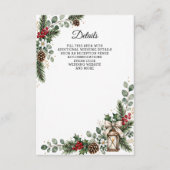Rustieke dennenbessen winter kerst bruiloft informatiekaartje (Voorkant)