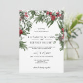 Rustieke dennenbessen Winter Kerstmis bruiloft Kaart (Staand voorkant)