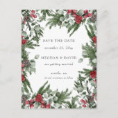 Rustieke dennenbessen Winter Kerstmis Save the Dat Aankondigingskaart (Voorkant)