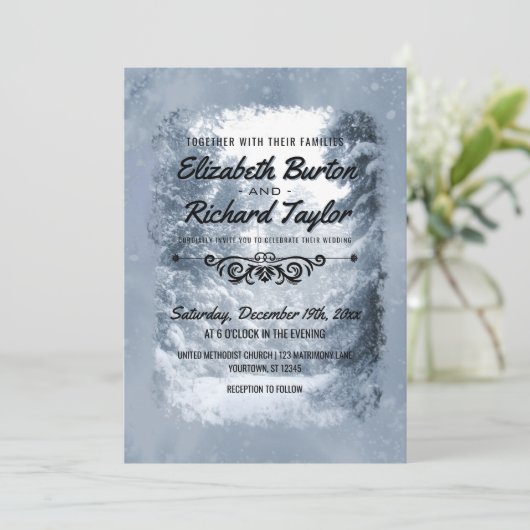 Rustieke dennenbomen Blauwe Winter Wonderland brui Kaart (Staand voorkant)