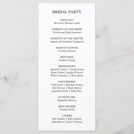 Rustieke dennenbomen Bosbos Ceremonie Programmakaart (Achterkant)