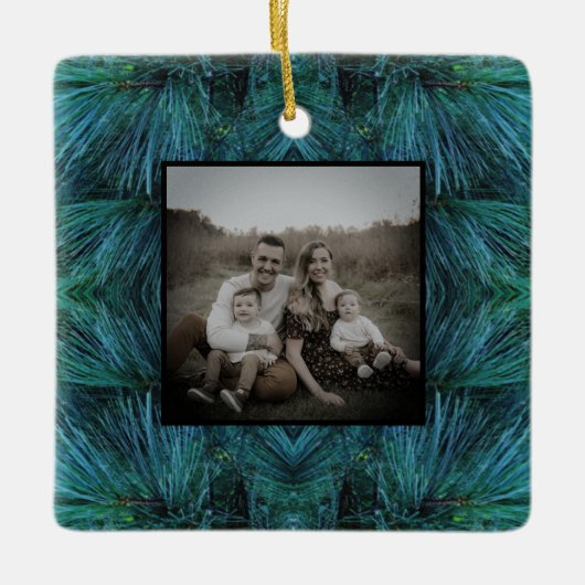 Rustieke dennenbomen dennenbos groen groenblijvend keramisch ornament (Voorkant)