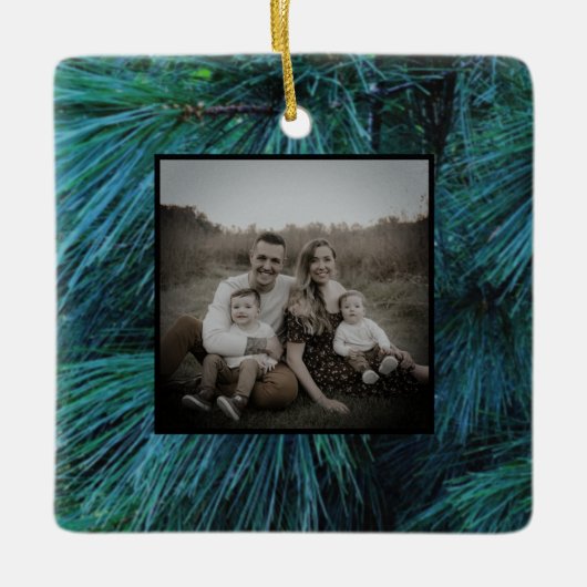 Rustieke dennenbomen dennenbos groen groenblijvend keramisch ornament (Voorkant)