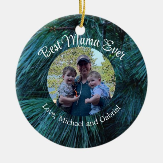 Rustieke dennenbomen dennenbos groen groenblijvend keramisch ornament (Voorkant)