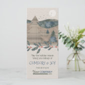 Rustieke dennenbomen, groen, beige bedrijfsvakanti kaart (Staand voorkant)