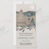 Rustieke dennenbomen, groen, beige bedrijfsvakanti kaart (Voorkant)