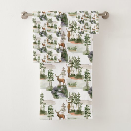 Rustieke dennenbomen Herten Bad Handdoek (Insitu)