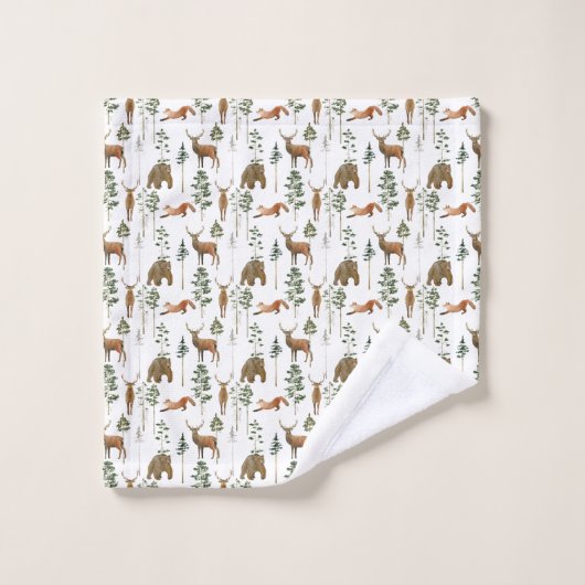 Rustieke dennenbomen Hertenpatroon Bad Handdoek (Wasdoekje)