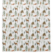 Rustieke dennenbomen Hertenpatroon Douchegordijn (Voorkant)