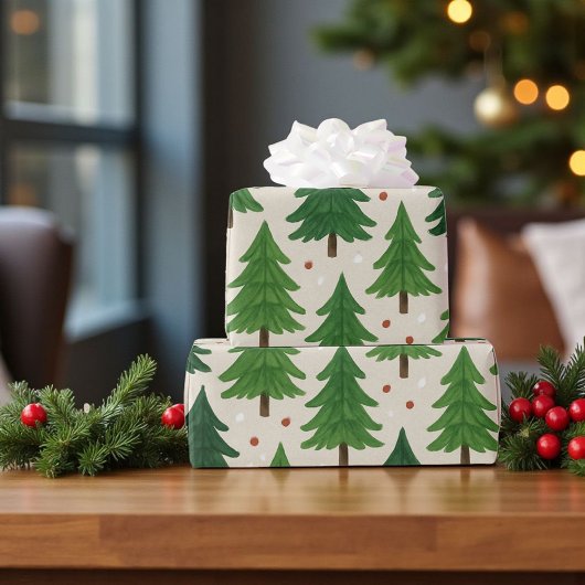Rustieke dennenbomen Holiday Woodland Cadeaupapier