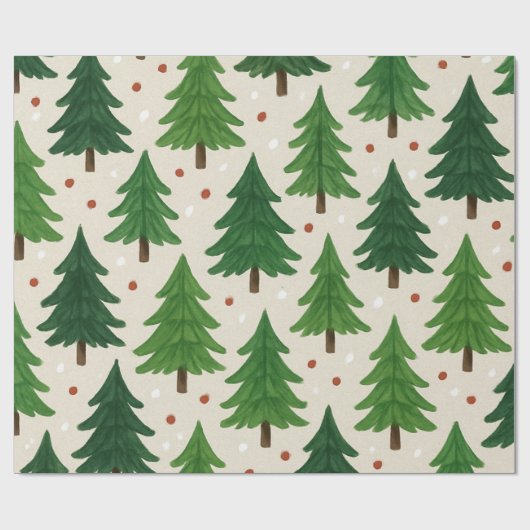 Rustieke dennenbomen Holiday Woodland Cadeaupapier (Vlak)