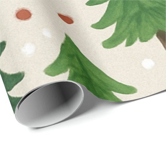 Rustieke dennenbomen Holiday Woodland Cadeaupapier (Rol Hoek)