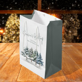 Rustieke dennenbomen Kerstmis gepersonaliseerd Medium Cadeauzakje