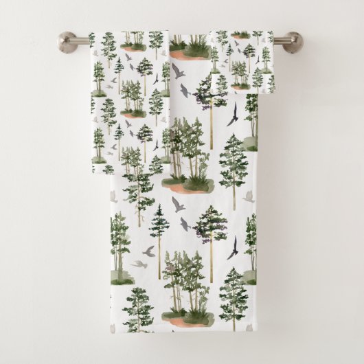 Rustieke dennenbomen patroon bad handdoek (Insitu)