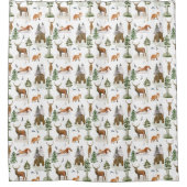 Rustieke dennenbomen patroon douchegordijn (Voorkant)