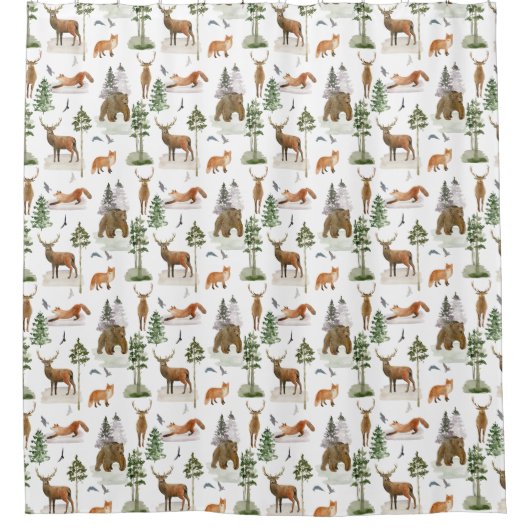 Rustieke dennenbomen patroon douchegordijn (Voorkant)