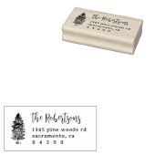 rustieke dennenbomen script familie retour adres rubberstempel (Gestempeld)