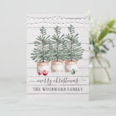 Rustieke dennenbomen Sneeuw kerstkaarten (Staand voorkant)